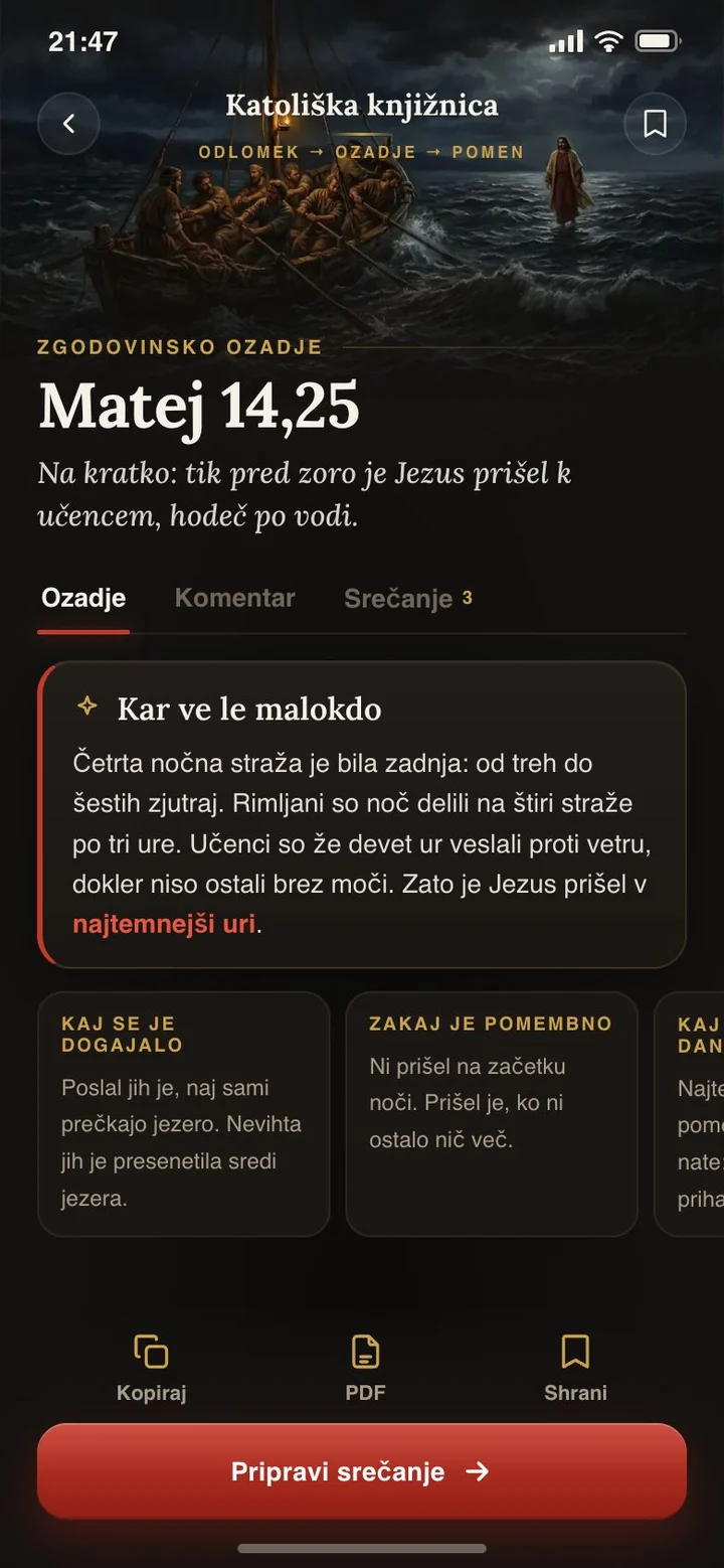 Matej 14,25: kar ve le malokdo